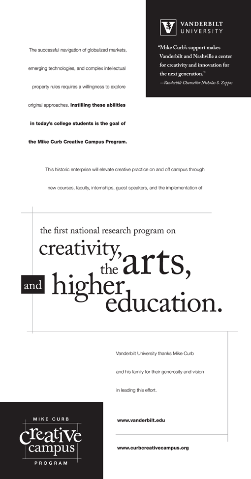 Mike Curb Creative Campus Program [National Announcement] Full-page news ad JUN08